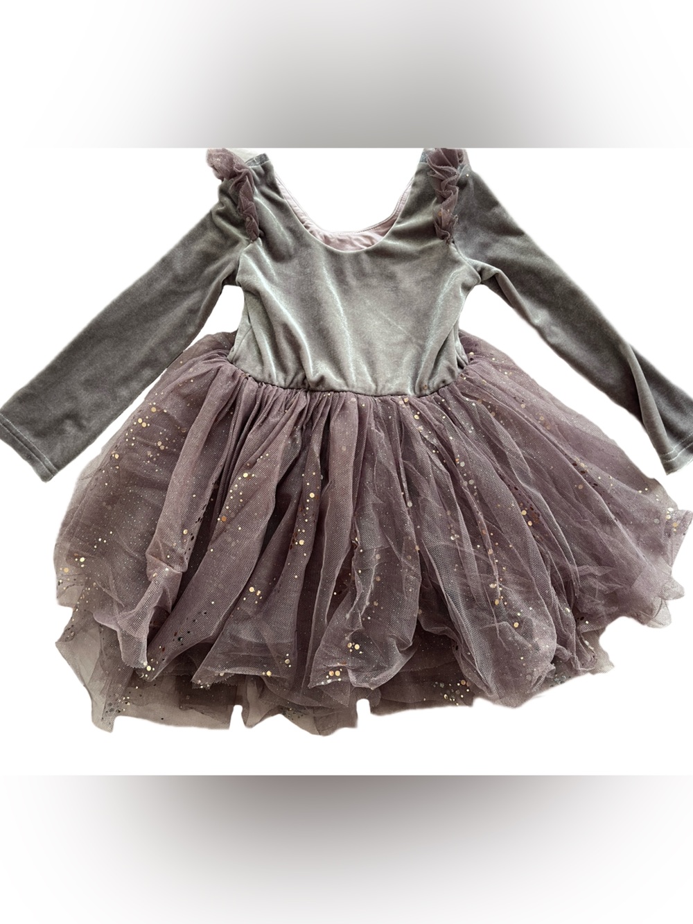 Elestory Plum n Gray Tulle Sparkle Dress Girls 3T